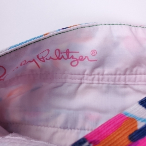 Lilly Pulitzer The Callahan Pink Yellow White Floral Cotton Shorts Size 0 - Picture 6 of 11